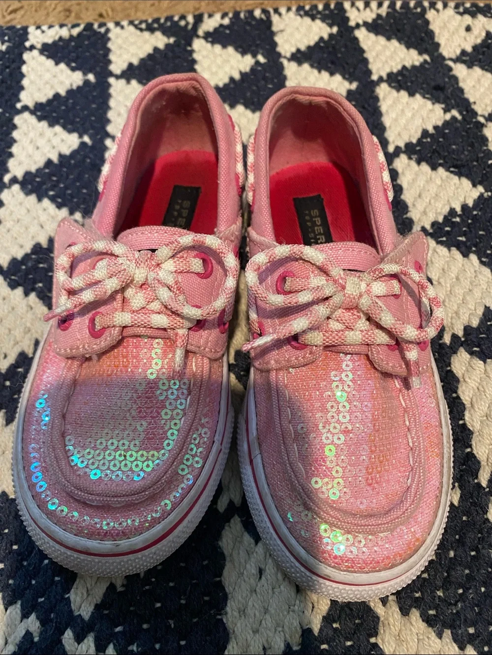 Sperry Kids Pink Iridescent Sequin Boat Shoes